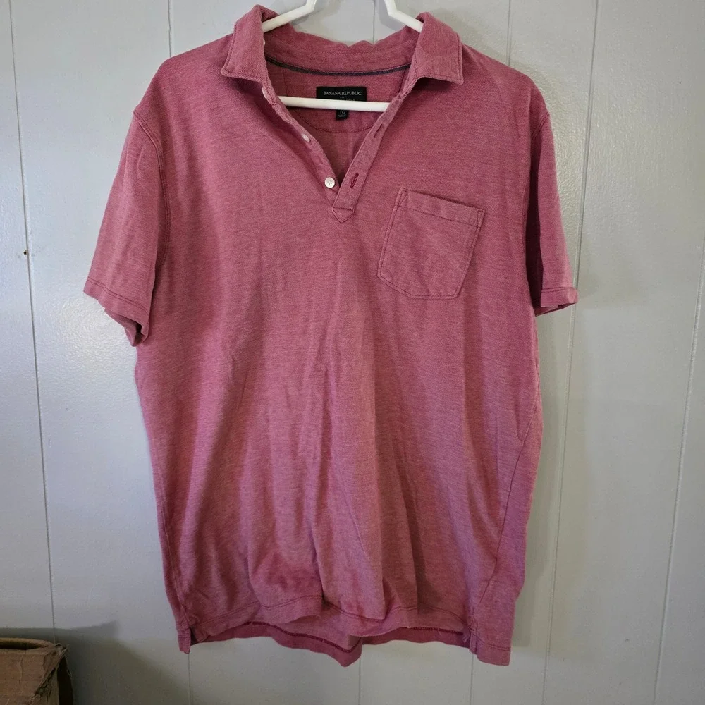 Banana Republic Wicking Pique Polo Mens XL‎ Pink Short Sleeve Pocket Shirt